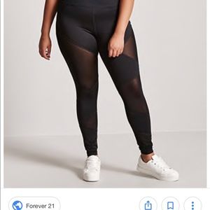 Forever 21+ exercise pants with mesh inserts